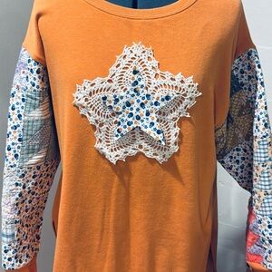 Torrid Orange Star Patchwork Sweatshirt